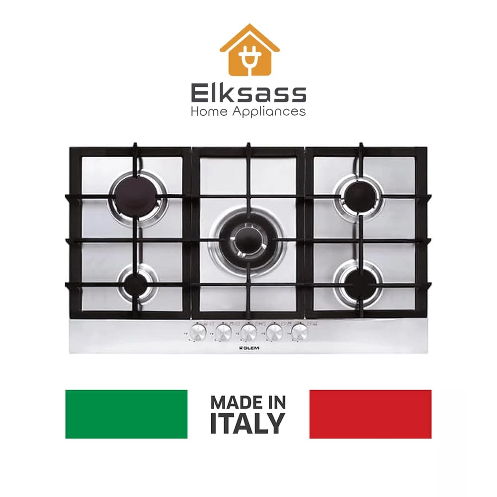 بوتاجاز بلت إن جليم جاز 90 سم – 5 شعلات – ستانلس ستيل – إشعال ذاتي – إيطالي (GT955HIX)