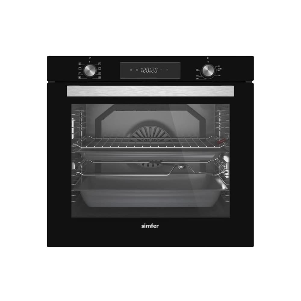 فرن بلت إن 60 سم – زجاج أسود، تايمر ديجيتال، إشعال ذاتي، أمان كامل