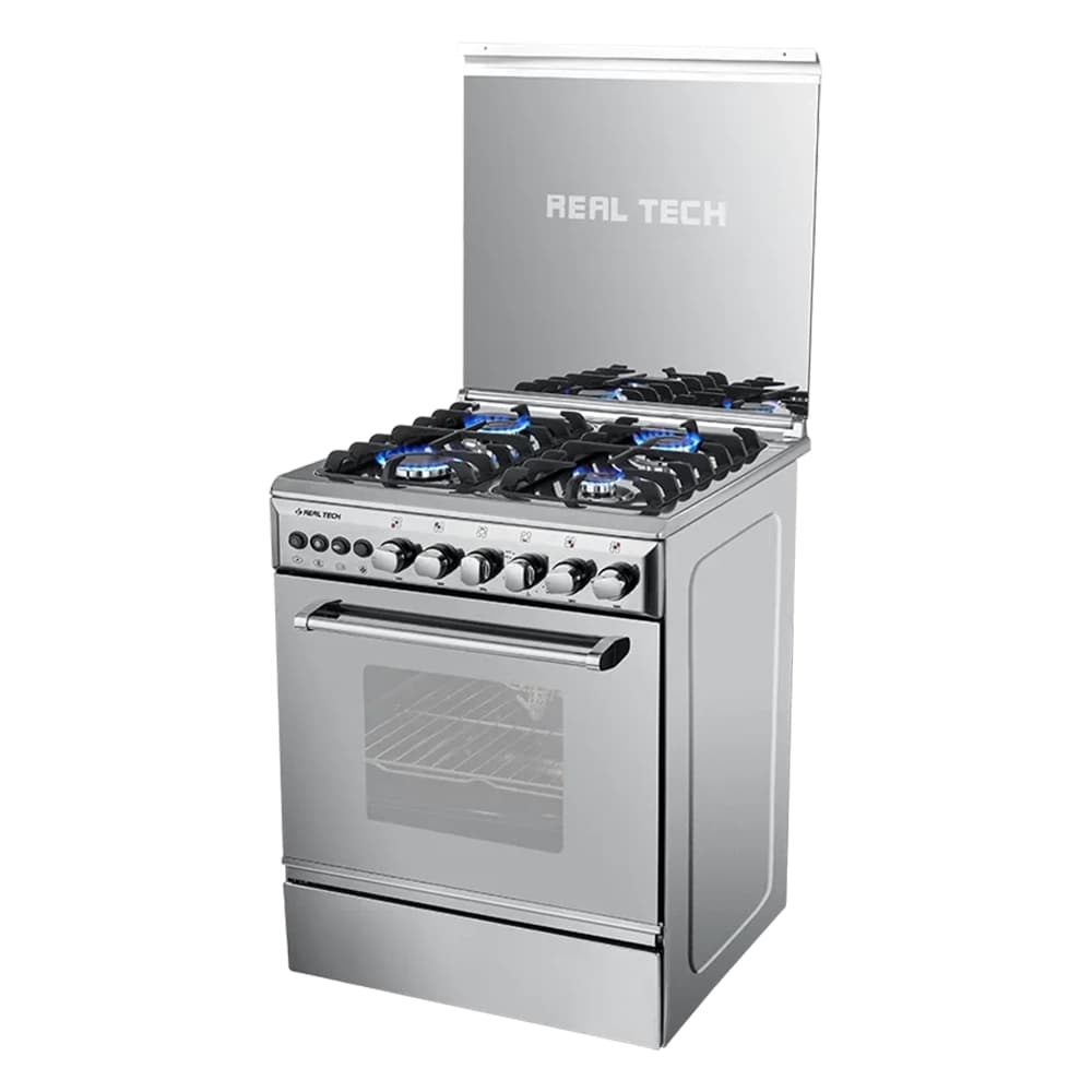 بوتاجاز روك ريال تك 60×60 – 4 شعلة غاز، غرف كاست، مروحة 3D، تايمر